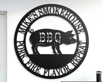 Placa personalizada para churrasco defumado - Arte de parede personalizada em metal para churrasco, placa de metal personalizada para churrasco, placa para churrasco ao ar livre, presentes para o Dia dos Pais