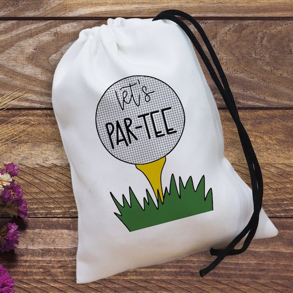 Personalized Party Favor Bags - "Let's Par Tee" - Golf Theme Favor Bags - Bachelorette Party Bags - Wedding Favor Bags - Drawstring Pouches