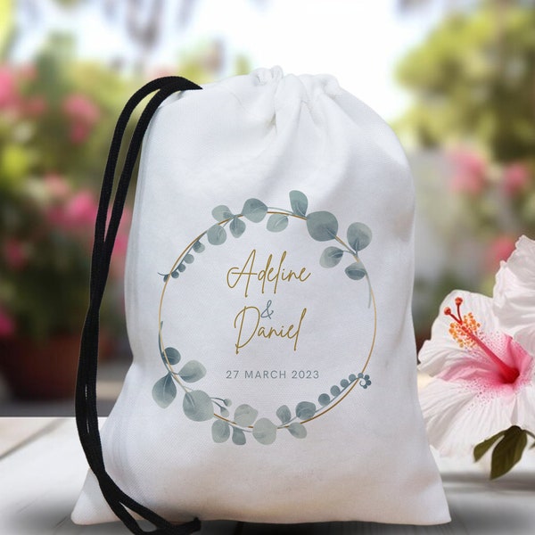 Personalized Wedding Favor Bags, Floral Wedding Party Bags, Wedding Thanks Hangover Kit, Couple Name Favor Bags, Wedding Candy Bar Bags