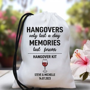 Hangovers only last a day - Hangover kit Bags - Recovery Kit Bags - Bachelorette Party Decorations - Wedding Welcome Bags - Survival bags