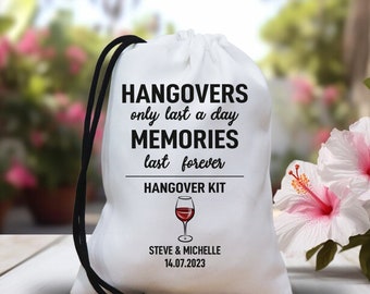 Hangovers only last a day - Hangover kit Bags - Recovery Kit Bags - Bachelorette Party Decorations - Wedding Welcome Bags - Survival bags