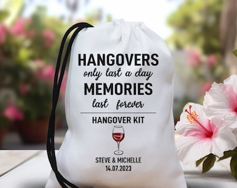 Hangovers only last a day - Hangover kit Bags - Recovery Kit Bags - Bachelorette Party Decorations - Wedding Welcome Bags - Survival bags