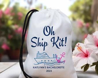 Oh Shit Kit Hangover Kit, Last Forever with Cruise Ship, Custom Favor Bags, Bachelorette Party Bags, Nautical Cruise Squad Party Favor Bags