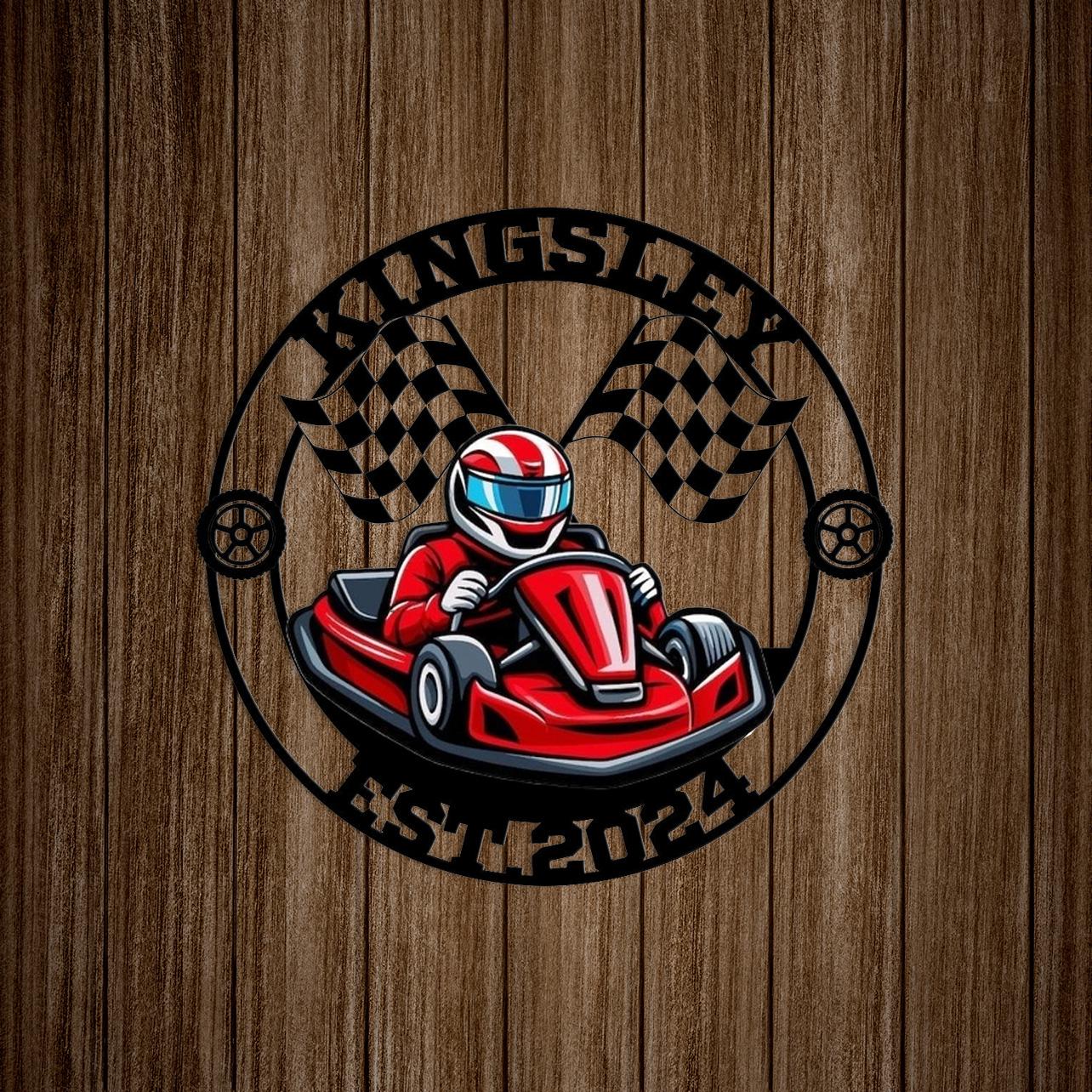 Personalized F1 Race Car Metal Sign, Checkered Flag Racing Monogram ...
