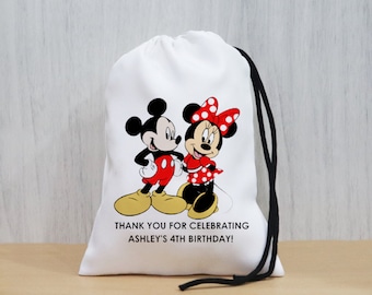 Personalized Mickey Minnie Favor Bags, Disney Birthday Favor Bags, Kids Birthday Party Bags, Disney Welcome Bag, Minnie Minnie Theme Bags