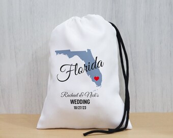 Custom Florida State Outline Bags - Personalized Florida Wedding Favor - Florida Tote - Miami Wedding Favor Bag - Florida Keys Welcome Bag
