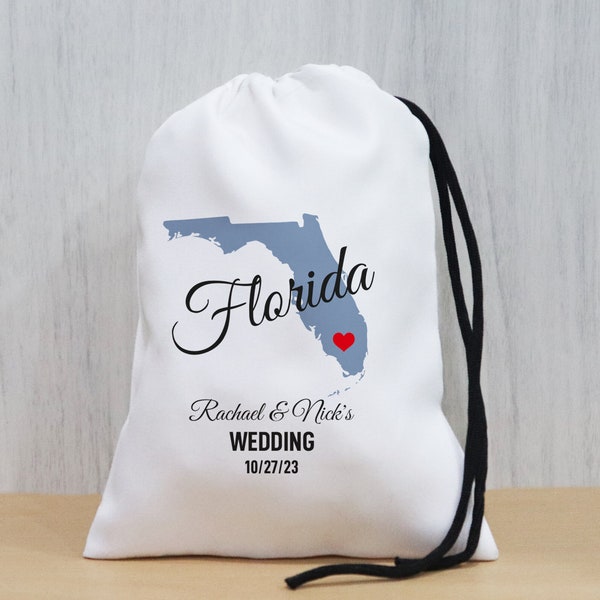 Custom Florida State Outline Bags - Personalized Florida Wedding Favor - Florida Tote - Miami Wedding Favor Bag - Florida Keys Welcome Bag