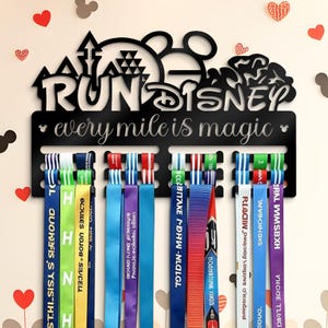 Personalized RunDisney Every Mile is Magic Metal Medal Holder, Custom Name Hanger, Medal Display Rack, Sports Awards Runner Gifts Athletes