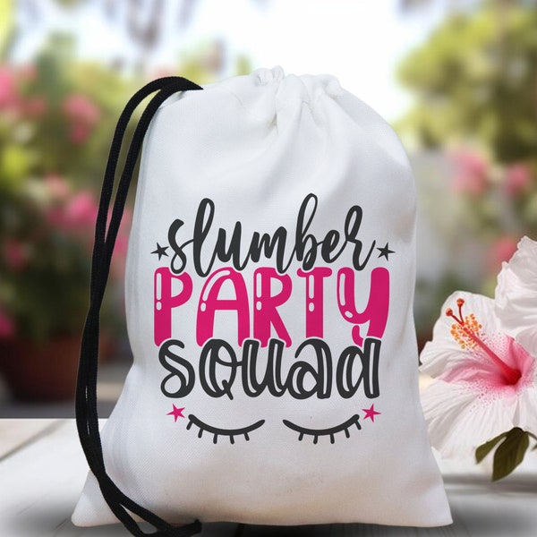 Slumber Party Squad Party Taschen - Sleepover Squad Party - Spa-Party-Tasche - Spa-Geburtstags-Gastgeschenke - Sleepover Squad - Spa-Party-Geschenk-Tasche
