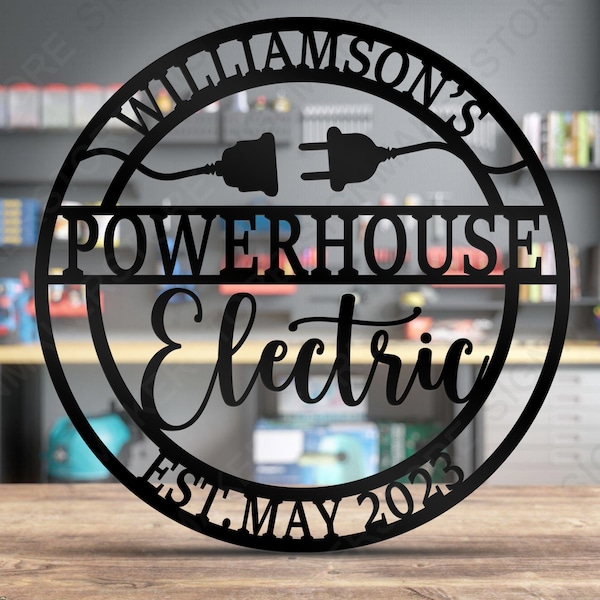 Custom Electrical Worker Name Sign-Power House Metal Sign-Busines Front Door or Wall Decor-Electrician Retirement Gift-Electric Company Sign