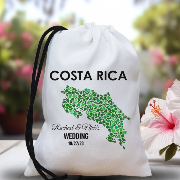 Personalised Costa Rica Bags - Pura Vida Costa Rica Destination - Costa Rica Tote Bag - Costa Rica Wedding Favor Bags - Manuel Antonio Bags