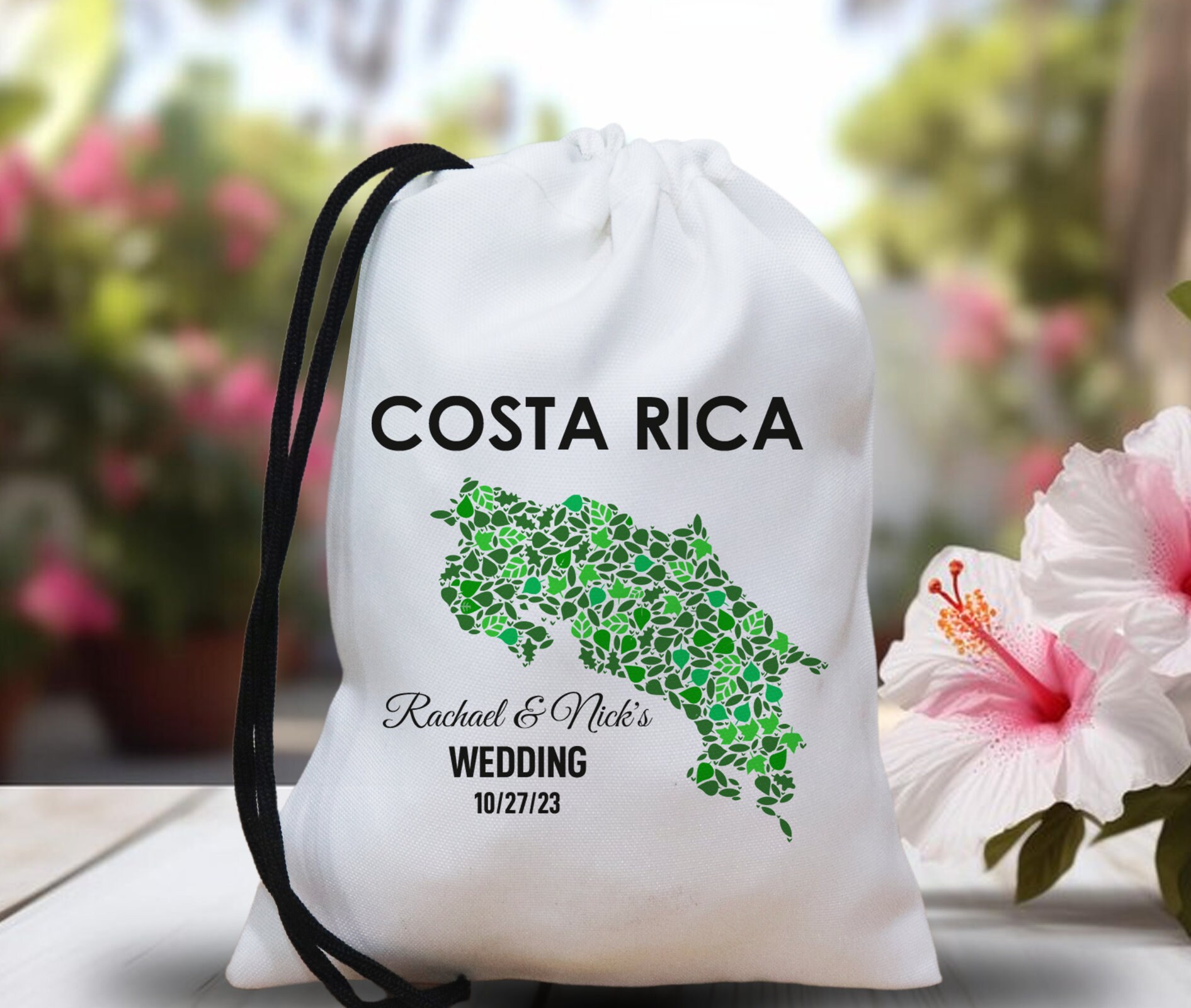 Personalised Costa Rica Bags - Pura Vida Costa Rica Destination - Costa Rica Tote Bag - Costa Rica Wedding Favor Bags - Manuel Antonio Bags