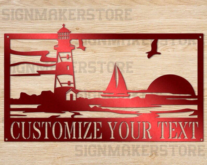 Custom Lighthouse Metal Sign, Personalized Lighthouse Sign, Home Decor ...
