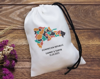 Customized Dominican republic favor bags- Destination Wedding - State Outline Bag - Bachelorette Parties - State Favor - Beach Wedding Bags