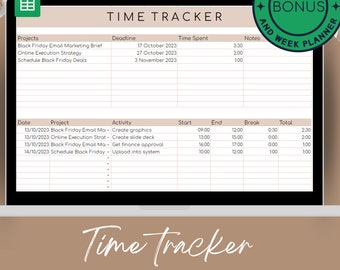 Easy Time Tracker for Google Sheets, Perfect as Pomodoro Tracker, Work Log, Student Time Planner, Timer Spreadsheet , Employee Timesheet
