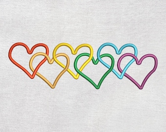 Diseño de bordado de corazones del orgullo, archivo de bordado a máquina rosa festivo del Día de San Valentín, descarga instantánea
