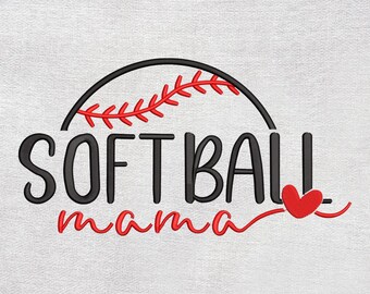 Diseño de bordado "Mamá de Softbol", archivo de bordado a máquina para el Día de la Madre, descarga instantánea
