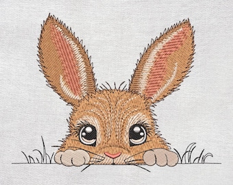 Diseño de bordado de conejo de Pascua. Descarga instantánea.