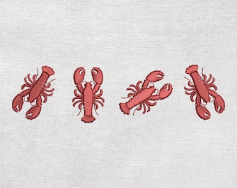 Diseño de bordado de langosta náutica, diseño de bordado de verano, descarga instantánea