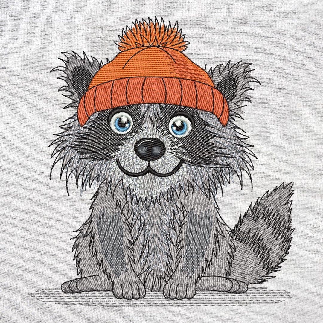 Cute Baby Racoon Embroidery Design, Cute Farm Animal Embroidery Design ...