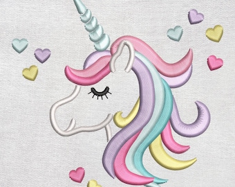 Lindo diseño de bordado de unicornio, diseño de bordado a máquina para bebé, descarga instantánea