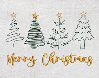Diseño de bordado de árbol de Navidad (descarga digital)