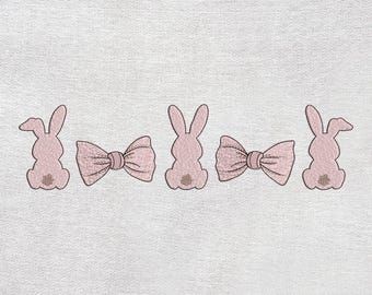 Coquette Bunnys-borduurontwerp, Pasen-borduurontwerp, machineborduurontwerp, Instant Download