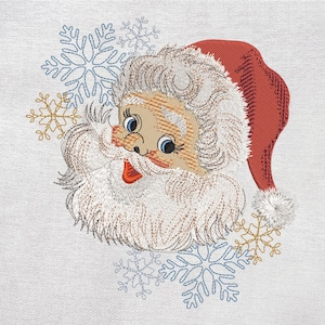 Snowflakes Santa Claus Embroidery Design, Vintage Santa Embroidery, Santa Merry Christmas Embroidery, Santa Claus, Xmas Machine Embroidery