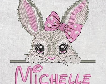 Diseño de bordado de Pascua dividido. Diseño de bordado de conejo de Pascua. Descarga instantánea.