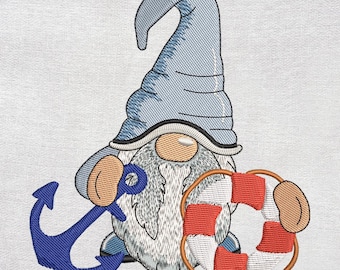 Diseño de bordado de gnomo de crucero. Diseños de bordado de verano, descarga instantánea.