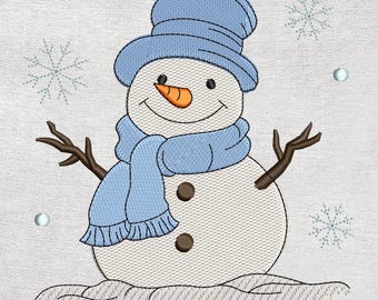 Schneemann Maschinenstickdatei, Urlaub Stickdatei, Weihnachtsdeko Stickdatei
