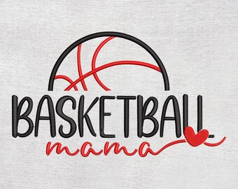 Diseño de bordado "Mamá Baloncestista". Archivo de bordado a máquina para el Día de la Madre, descarga instantánea.