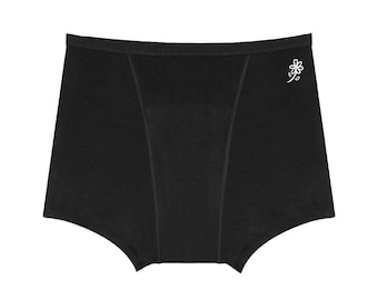 Reusable 5 Layer Heavy Flo Boyshort Leakproof Panty for Heavy Periods Postpartum Urinary Incontinence with Extended Front and Back Gusset