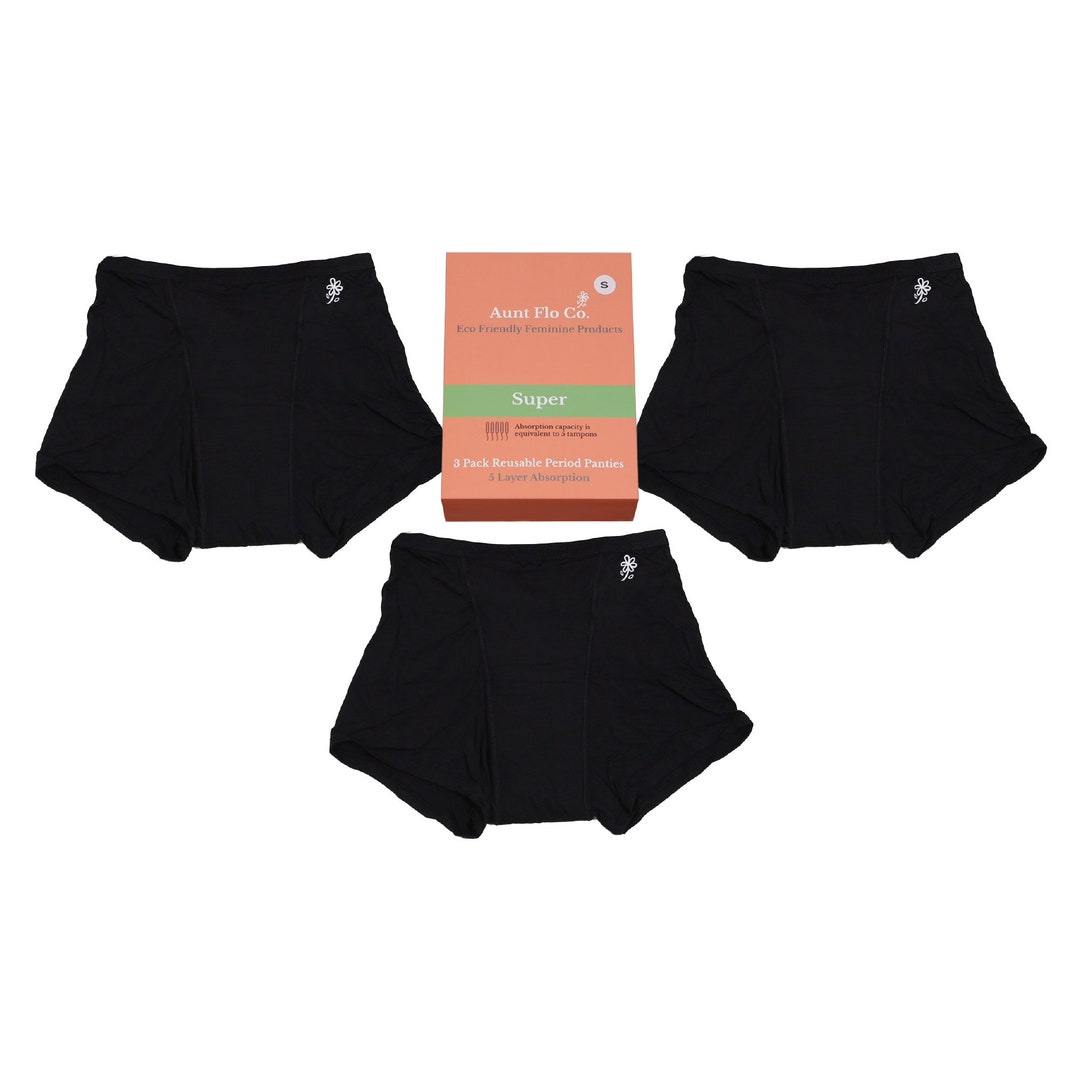 Reusable 5 Layer 3 Pack Heavy Flo Boyshorts Leakproof for Heavy Periods