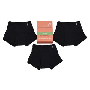 Wiederverwendbare 5-Schicht-3er-Pack schwere Flo Boyshorts auslaufsicher für schwere Perioden Postpartale Harninkontinenz mit erweiterter Vorder- und Rückseite