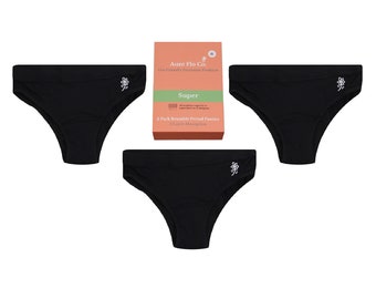 5 Layer 3 Pack Heavy Flo Mid-Rise Bikinis Leakproof Reusable Panties Heavy Periods Postpartum Urinary Incontinence Extended Back Gusset