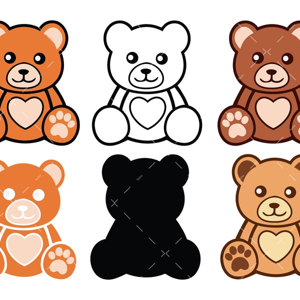 Teddy bear SVG, PNG, Cricut, Cute Bear svg, Bear outline svg, Teddybear svg