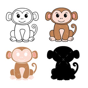 Baby Monkey Svg, PNG, Cricut, Monkey Svg, animal svg, cute svg, Monkey Clipart