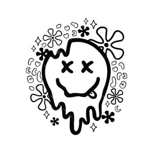 Melted Face SVG, PNG, Cricut, happy face svg, Floral SVG, Good Vibes, Drip Face Svg, leopard svg