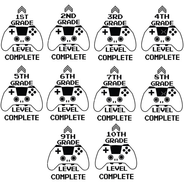 Grade Level Complete Svg, PNG, Cricut, Gamer Svg,  Birthday Bundle Svg, Video Game Svg, 1st 2nd 3rd svg, graduation svg, kindergarten svg
