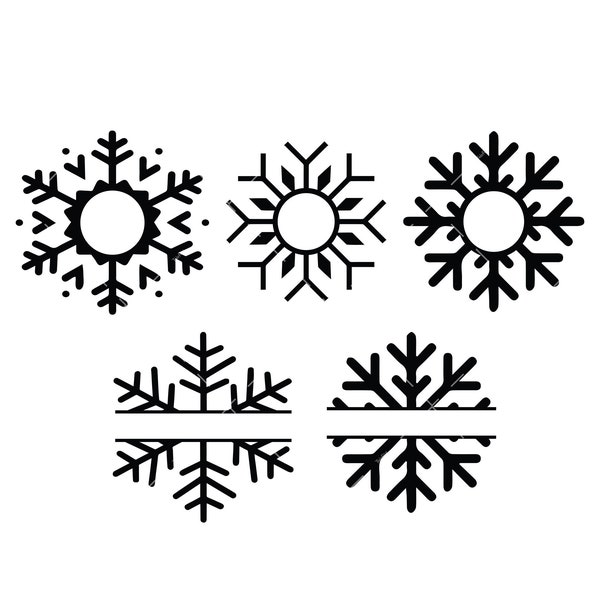 Snowflake Split Monogram SVG, PNG, Cricut, Winter svg, Christmas svg, monogram SVG