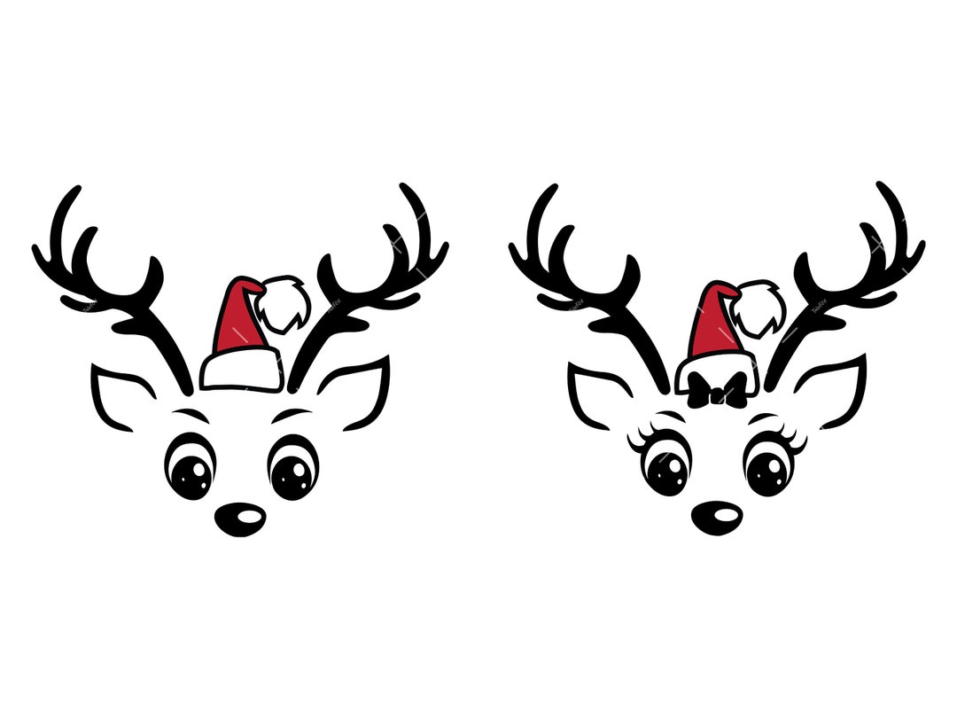 Reindeer Faces Svg, PNG, Cricut, Christmas Svg, Cute Reindeer Svg Cut