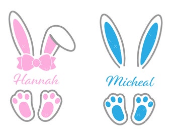 Bunny Name frame SVG, PNG, Cricut, Easter Bunny svg, Easter svg, split name easter svg, rabbit split name svg, easter monogram svg