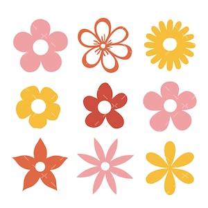 Retro Flower SVG, PNG, Daisy Flowers svg, Retro Daisy svg, Boho Flowers svg