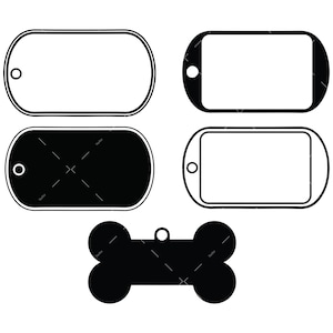 Blank dog tag SVG, PNG, Cricut, og tag template svg, dog tag svg, dog id tag svg