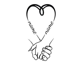 Holding Hands SVG, PNG, Cricut, I Love you Design, Customize With Your Text, Couple Hands