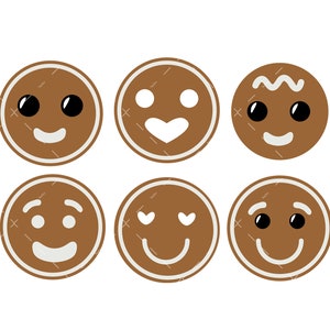 Lebkuchen-Gesichter SVG, PNG, Cricut, Weihnachts-Svg, Winterrundes Design, Lebkuchen svg