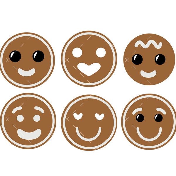 Gingerbread Faces SVG, PNG, Cricut, Christmas Svg, Winter Round Design, Gingerbread svg