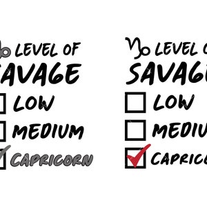 Savage Steenbok SVG, PNG, Cricut, niveau van Savage, astrologie SVG, Zodiac Svg