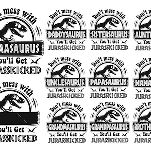 Jurasskicked SVG-bundel, Mamasaurus SVG, PNG, tanteaurus SVG, Cricut